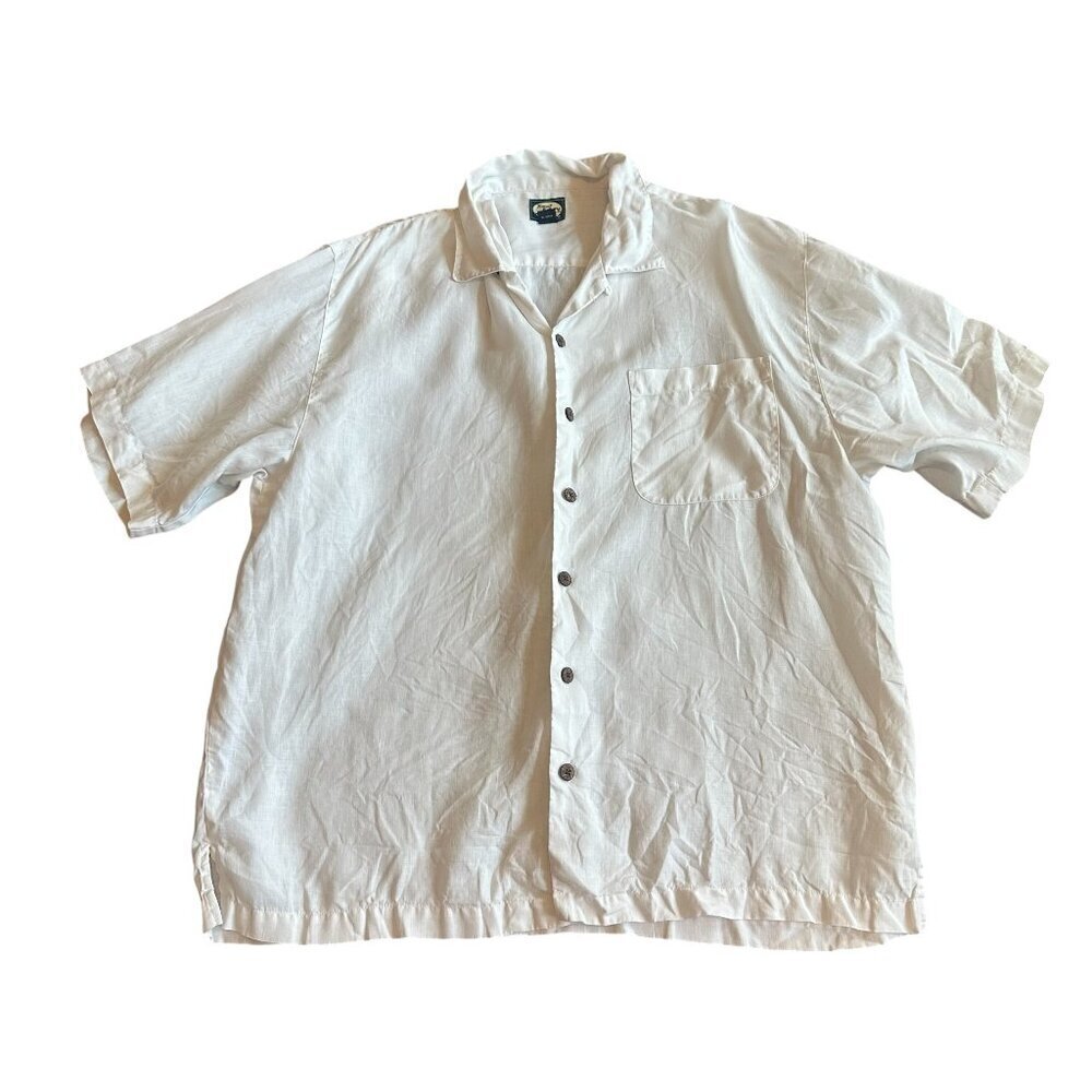 Tommy Bahama 100% Linen White Button-Down Shirt Top Travel Beach Size XL Men's